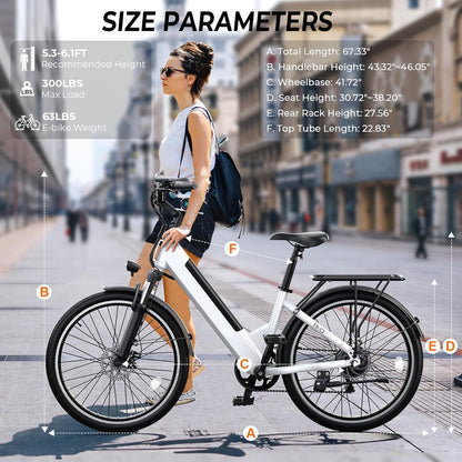 Electric Bike for Adults,26" Step-Thru Ebike with 1000W Peak Motor,50 Miles 20MPH Adult Electric Bicycles with 48V Internal Removable Battery, Adjustable Stem,7 Speed,Ul 2849 Certified